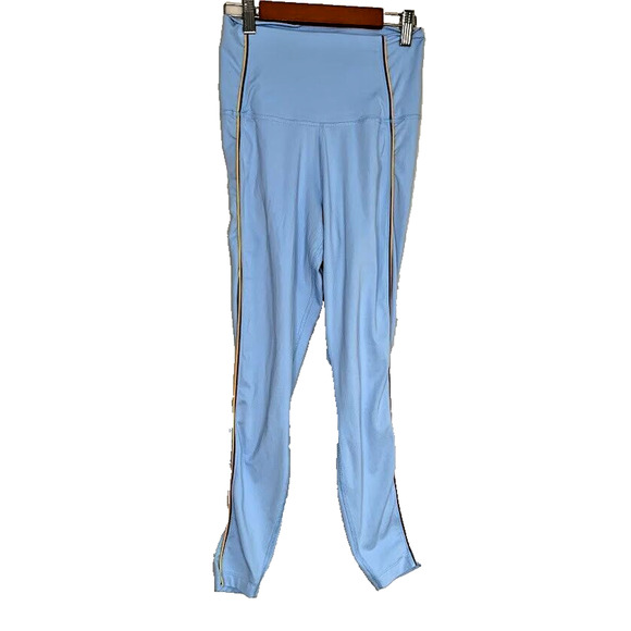 Nike Dri Fit Vintage Vinyasa 7/8 Leggings Sky Blue Rainbow Stripe Size Small - Picture 2 of 8